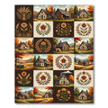 Autumnal Cottage Garden Floral Grid Rug