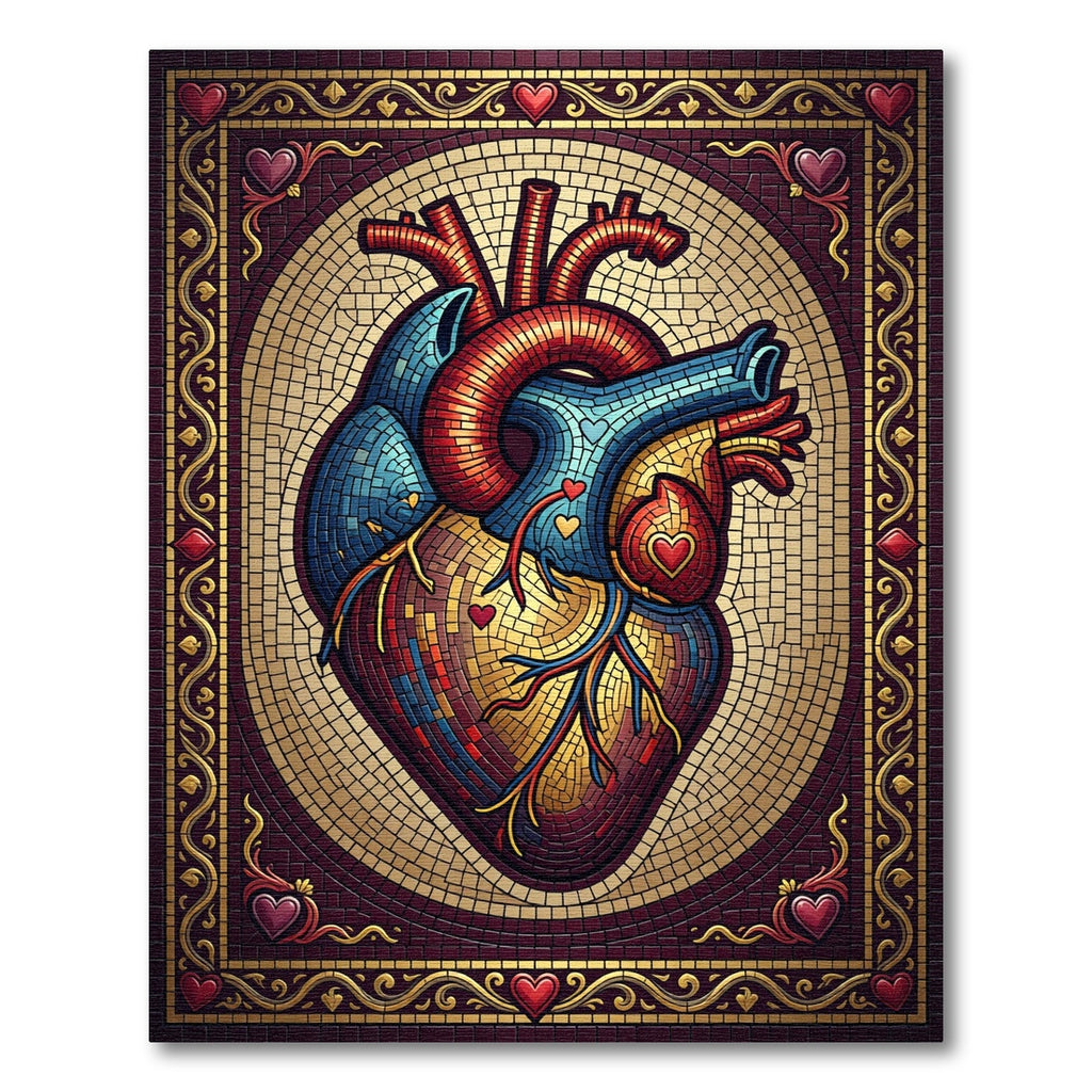 Detailed Anatomical Heart Mosaic Rug
