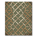 Sage Green Interlocking Ornate Lattice Rug