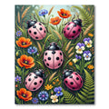 Pink Ladybugs Among Wildflowers Rug