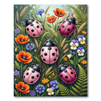 Pink Ladybugs Among Wildflowers Rug