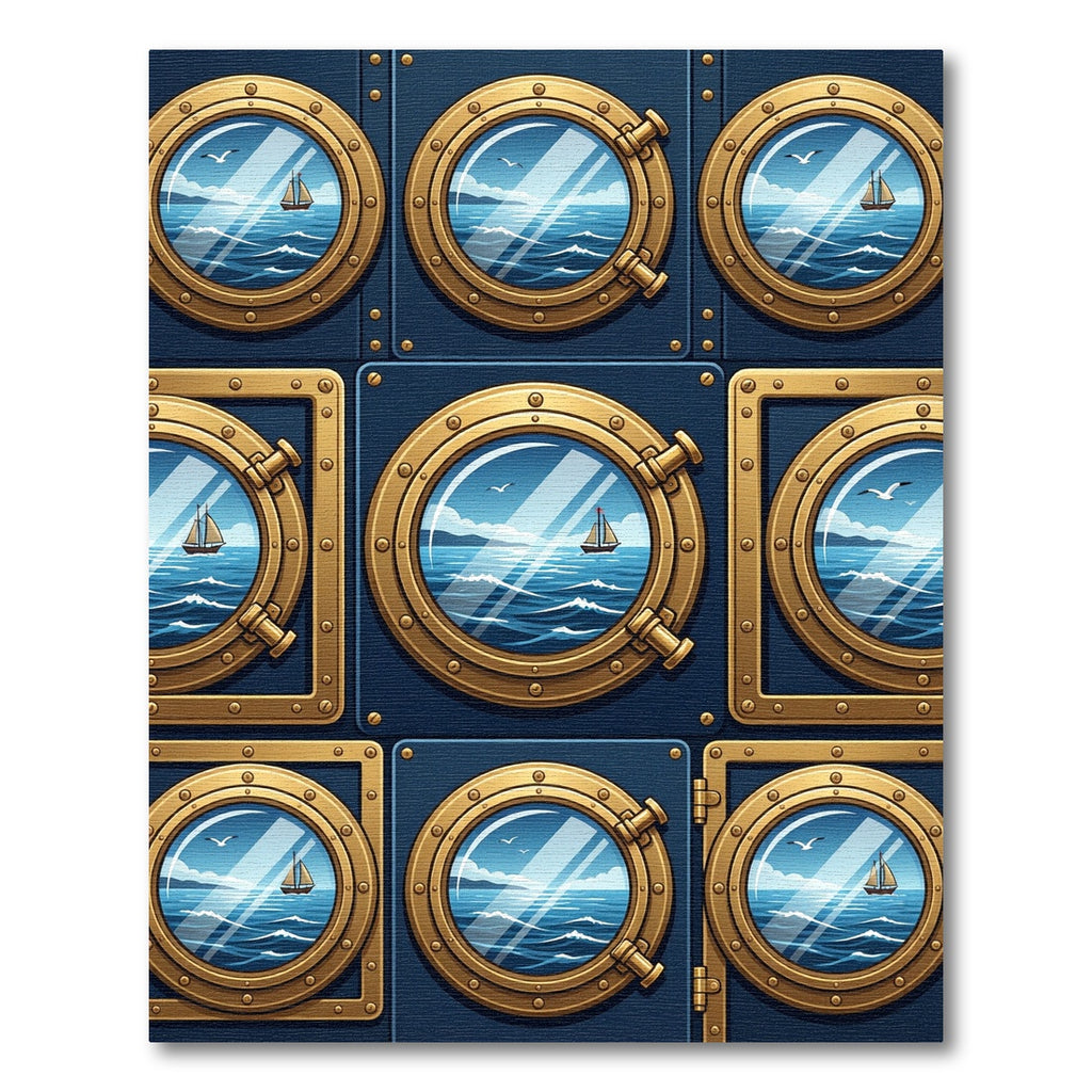 Nautical Porthole Sailboat Ocean View Rug