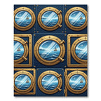 Nautical Porthole Sailboat Ocean View Rug