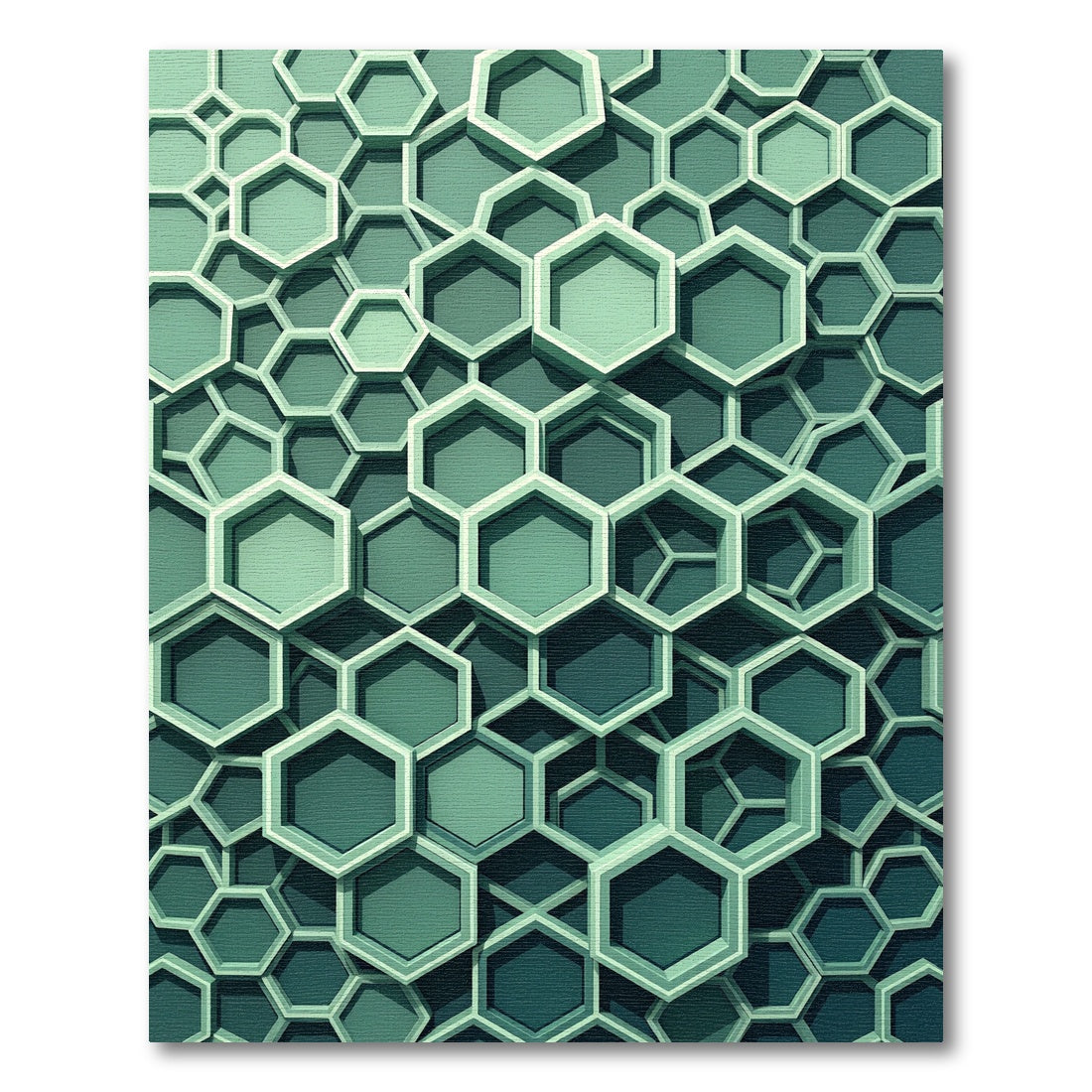 Modern Emerald Green Geometric Hexagon Rug