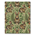 Whimsical Sage Woodland Rabbit Meadow Rug