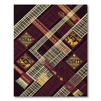 Geometric Maroon Gold African Lattice Rug