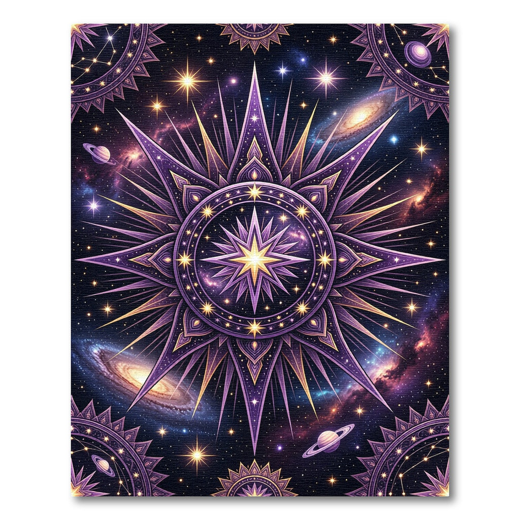 Celestial Purple Radiant Star Galaxy Rug