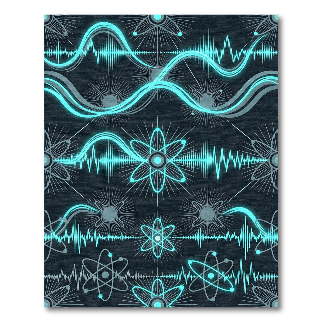 Cyan Atomic Energy Wave Repeat Rug