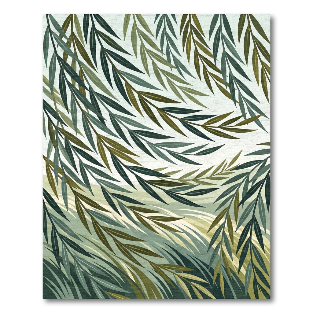 Earthy Green Willow Branches Weave Rug