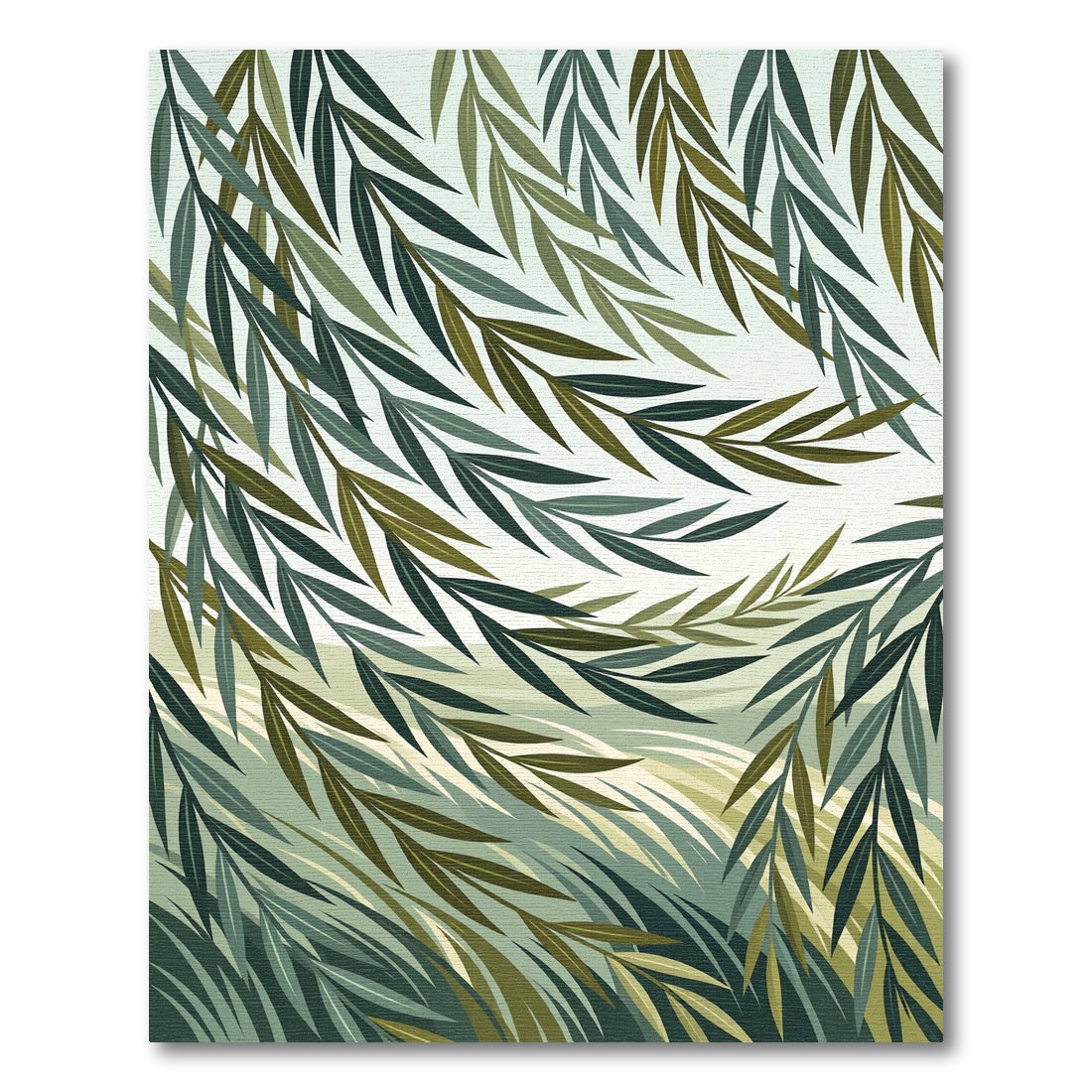 Earthy Green Willow Branches Weave Rug