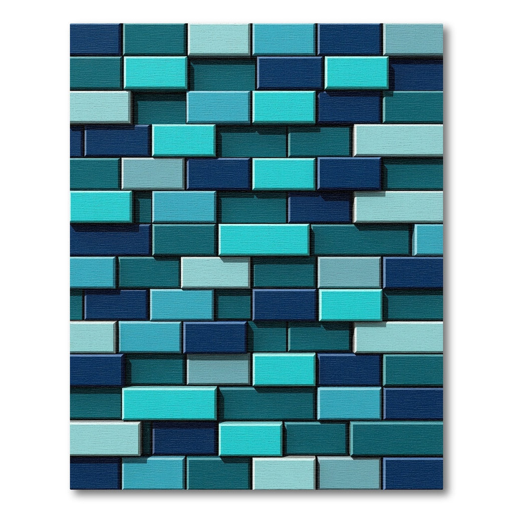 Aqua Blue Brick Relief Composition Rug