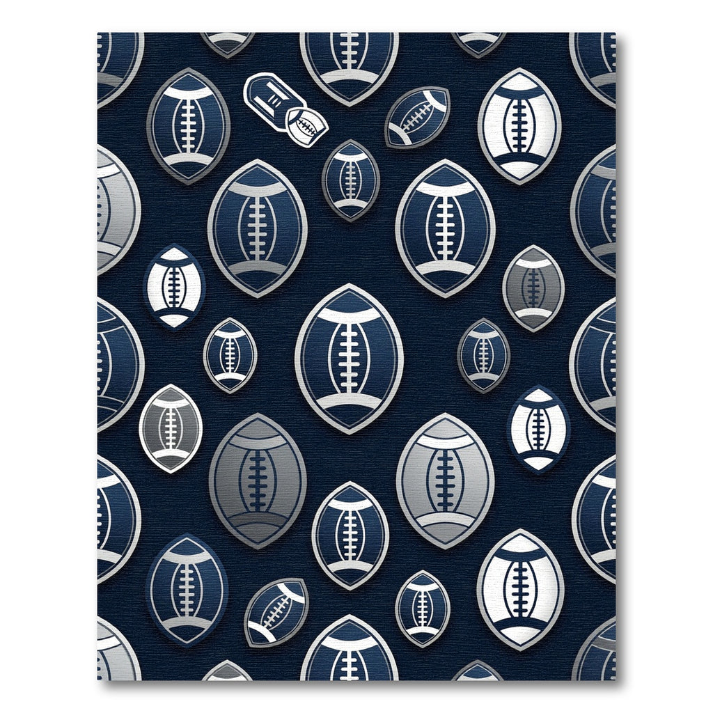 Elegant Navy White Football Grid Rug