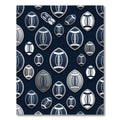 Elegant Navy White Football Grid Rug