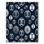 Elegant Navy White Football Grid Rug