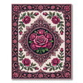 Fuchsia Rose Filigree Oval Border Rug