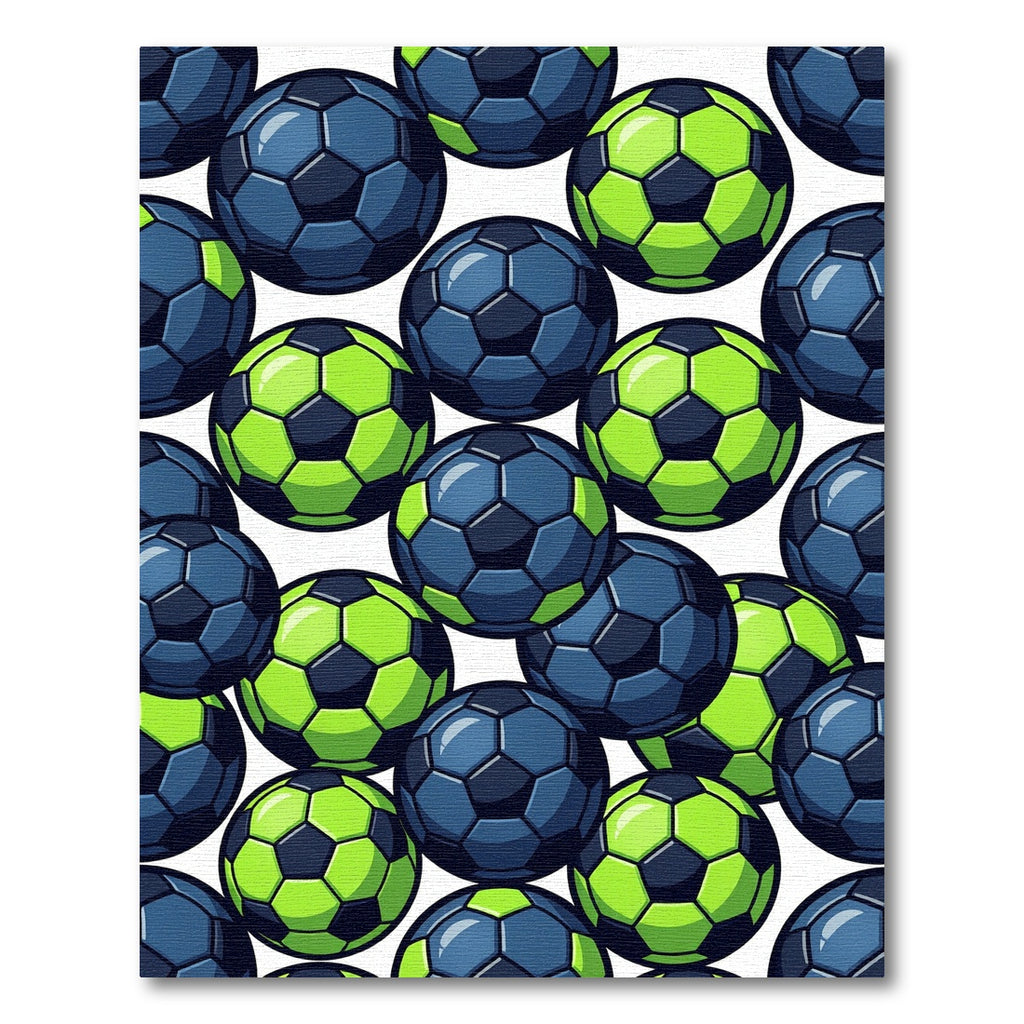 Vibrant Neon Soccer Ball Hexagon Grid Rug