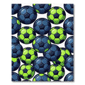 Vibrant Neon Soccer Ball Hexagon Grid Rug