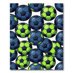 Vibrant Neon Soccer Ball Hexagon Grid Rug
