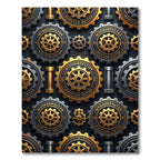 Industrial Metallic Gear Mechanical Bronze Art Rug