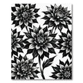 Bold Black and White Dahlia Floral Rug