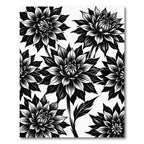 Bold Black and White Dahlia Floral Rug