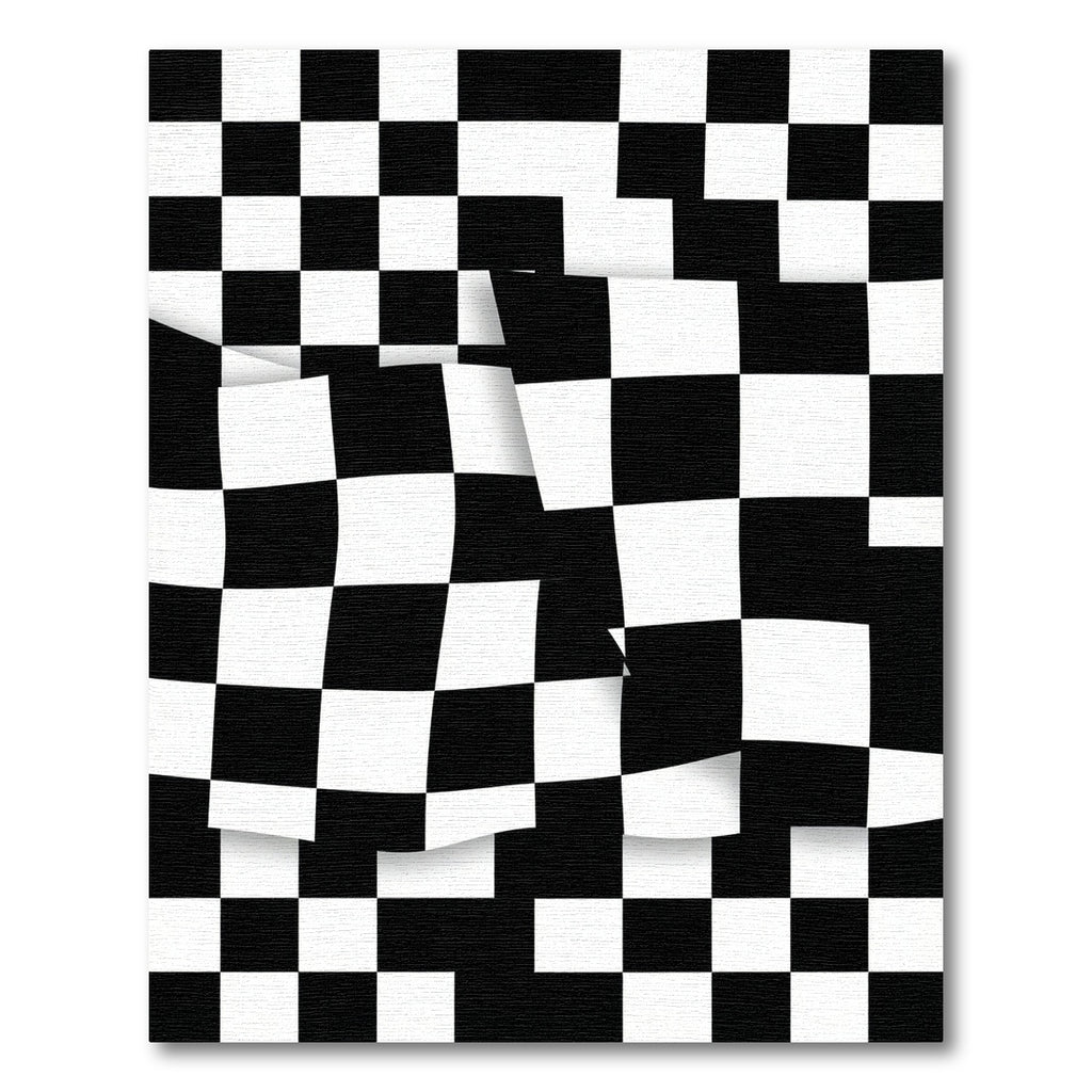 Modern Monochrome Wavy Checkered Graphic Rug