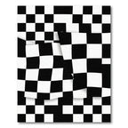 Modern Monochrome Wavy Checkered Graphic Rug