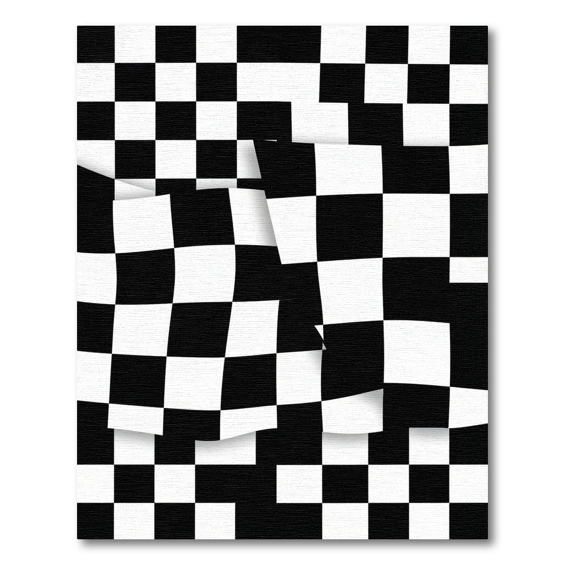 Modern Monochrome Wavy Checkered Graphic Rug
