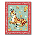 Red Border Giraffe Alphabet Art Rug