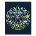 Botanical Blue Iris Floral Medallion Rug