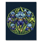 Botanical Blue Iris Floral Medallion Rug