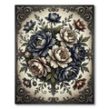 Ornate Dark Floral Bouquet Arrangement Rug