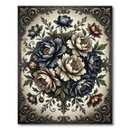Ornate Dark Floral Bouquet Arrangement Rug