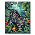Vivid Jungle Cat Tropical Floral Rug