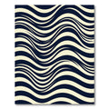 Modern Navy and Cream Wavy Stripe Rug