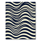 Modern Navy and Cream Wavy Stripe Rug