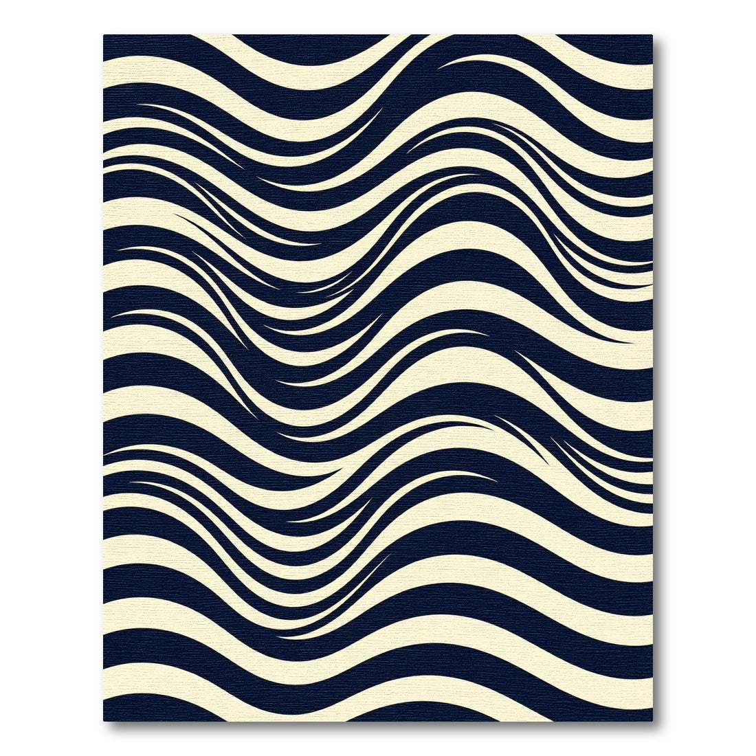 Modern Navy and Cream Wavy Stripe Rug