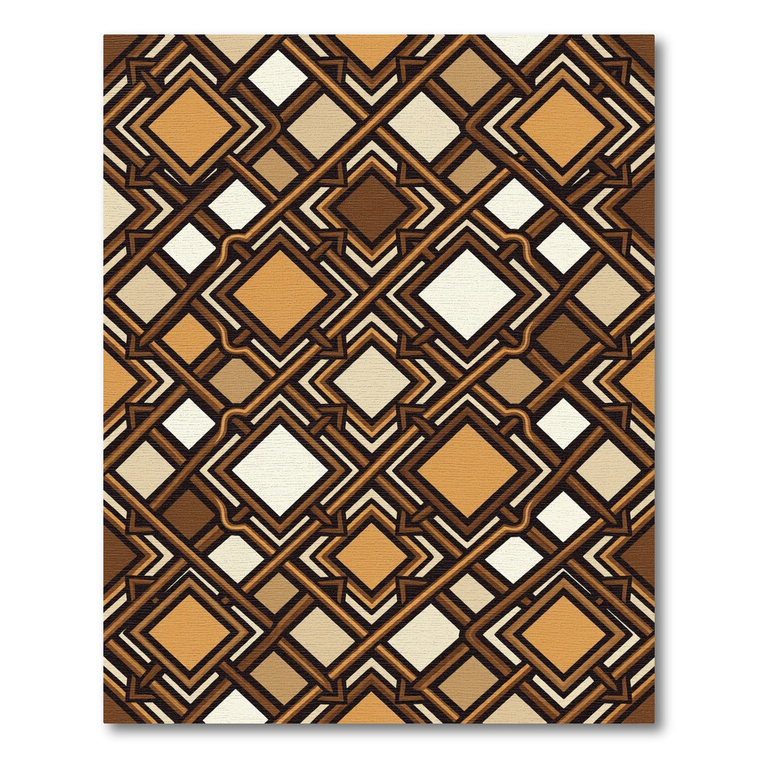 Geometric Earth Tone Linked Square Rug