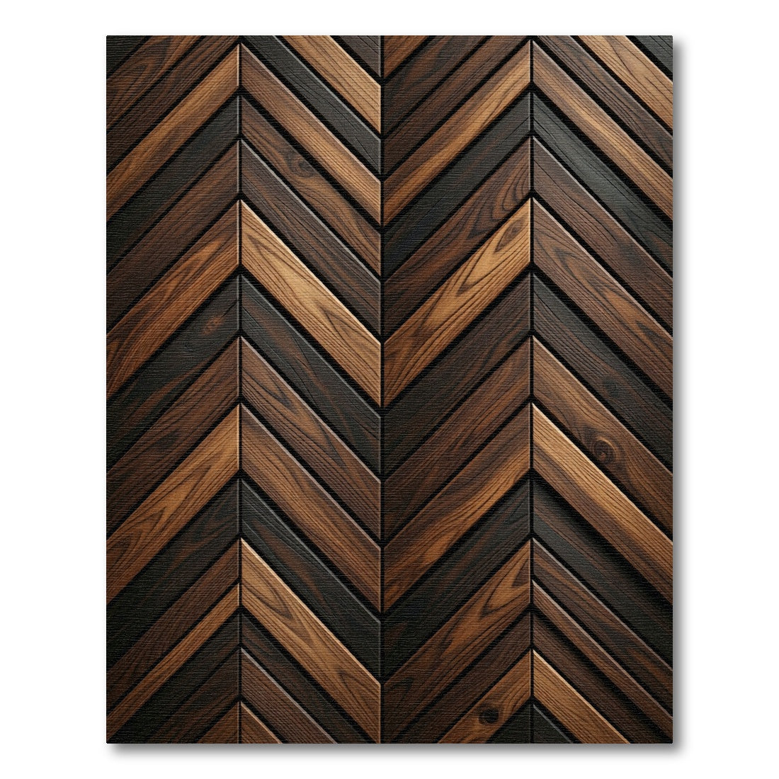 Rich Wood Grain Chevron Pattern Rug