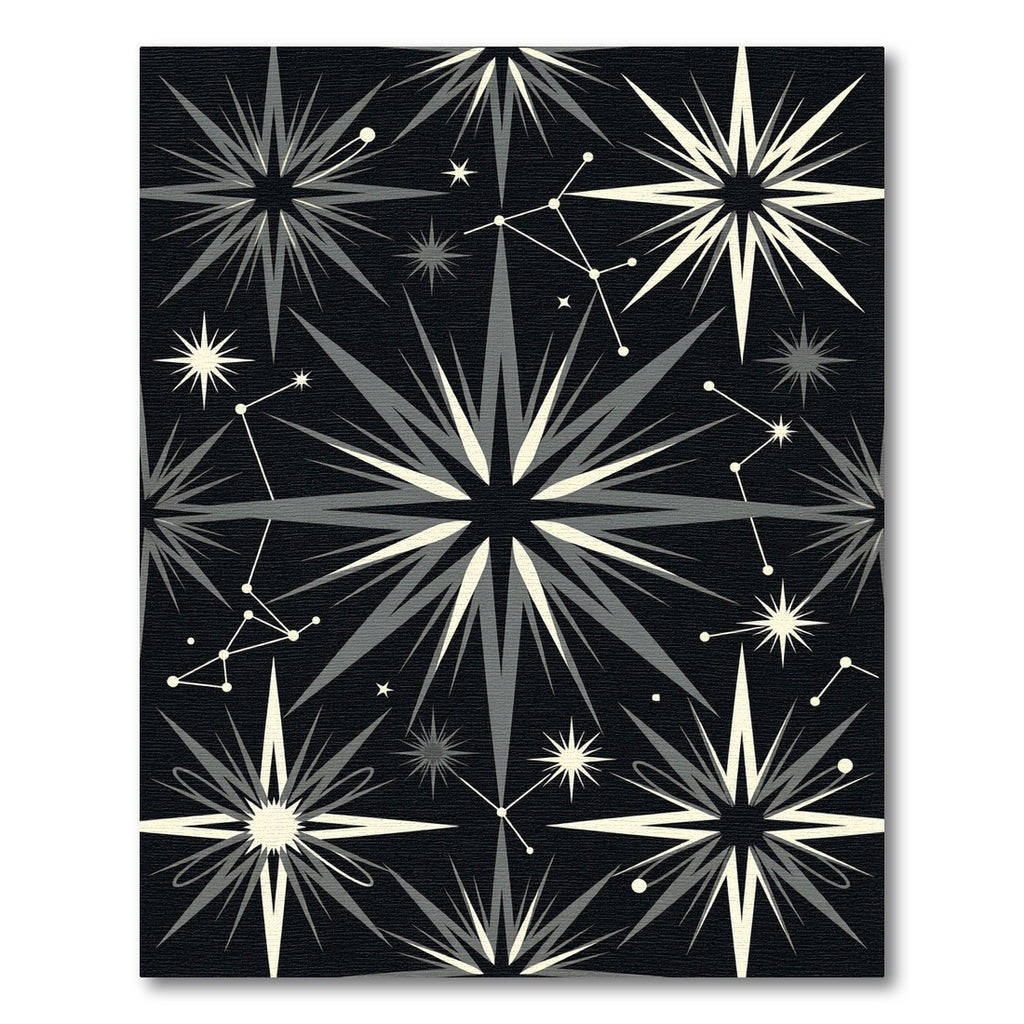 Gray White Starry Constellation Night Rug