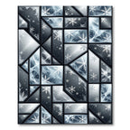 Frozen Blue Geometric Snowflake Mosaic Rug