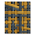 Abstract Weave Yellow Gray Grid Rug