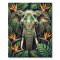 Majestic Elephant amidst Vibrant Tropical Flora Rug