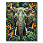 Majestic Elephant amidst Vibrant Tropical Flora Rug