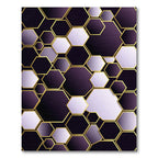 Sophisticated Purple Golden Geometric Hexagon Rug