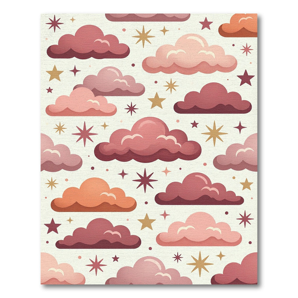 Celestial Blush Pink Cloud Starry Sky Rug