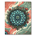 Teal Lotus Mandala Floral Art Rug
