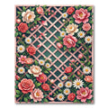Pink Roses Daisy Lattice Floral Rug
