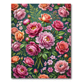 Lush Pink Rose Peony Botanical Bouquet Rug
