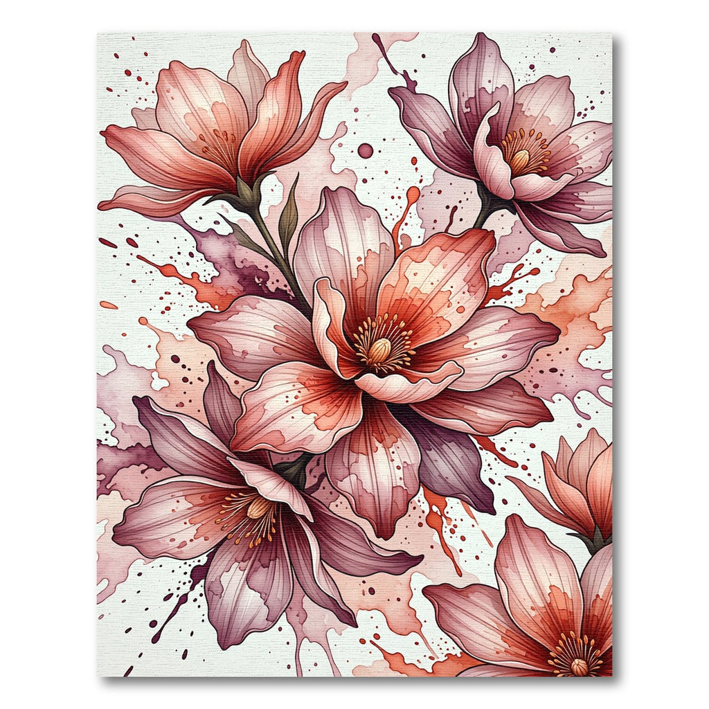 Watercolor Blush Floral Ink Splash Rug